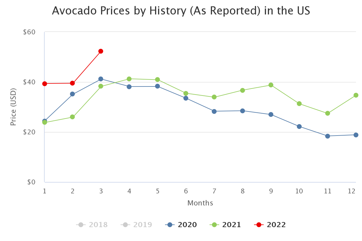 avocado prices by histor 11