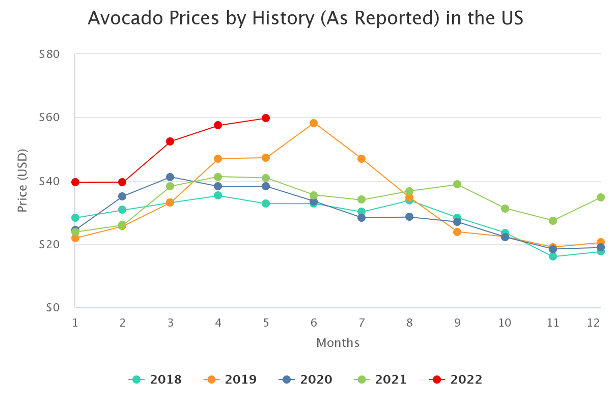 avocado prices by histor 14