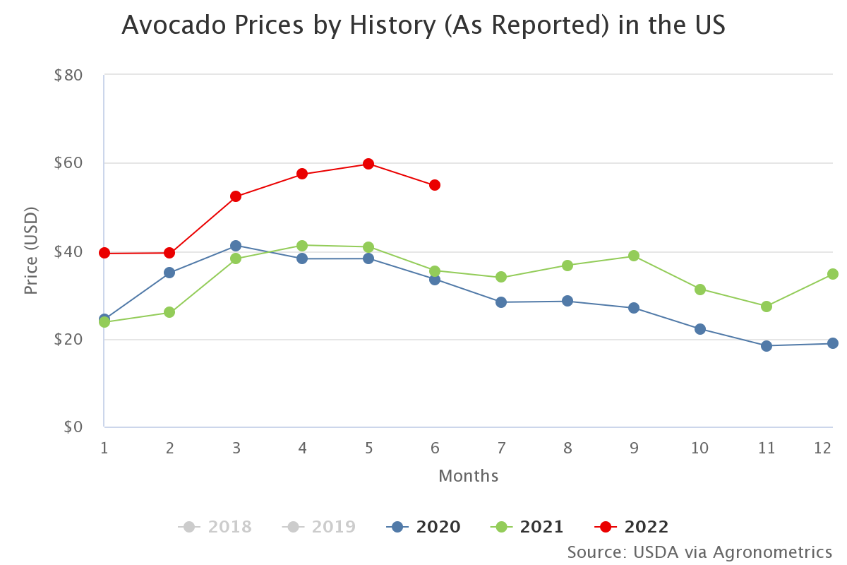 avocado prices by histor 18